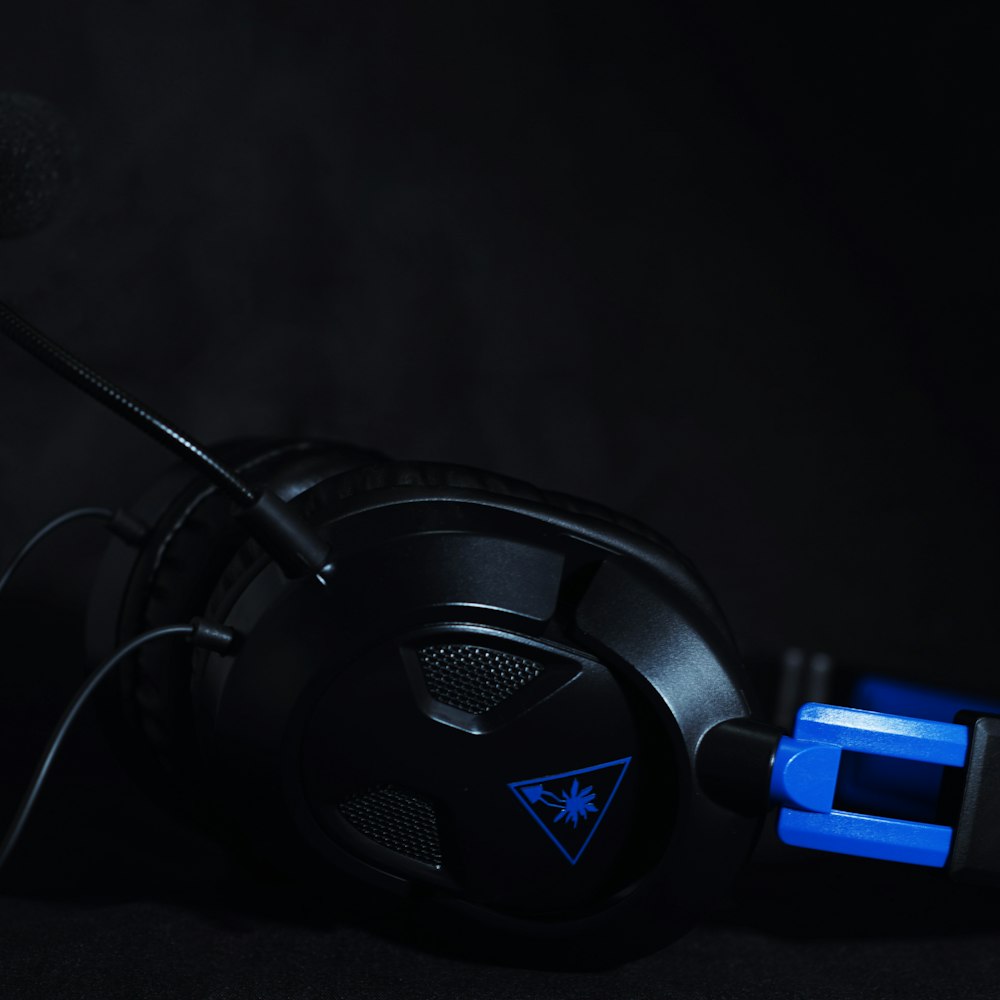 Close-up of a headset with a microphone