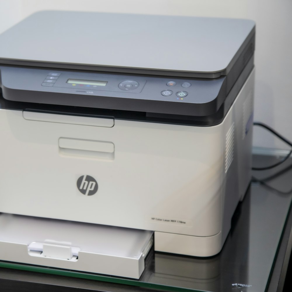 White and grey all-in-one printer