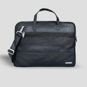 Dark blue briefcase with a shoulder strap