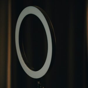 Close-up of a ring light on a table