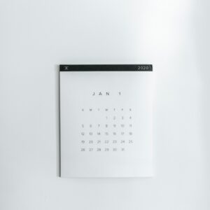 A white calendar