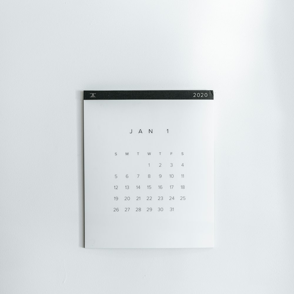 A white calendar